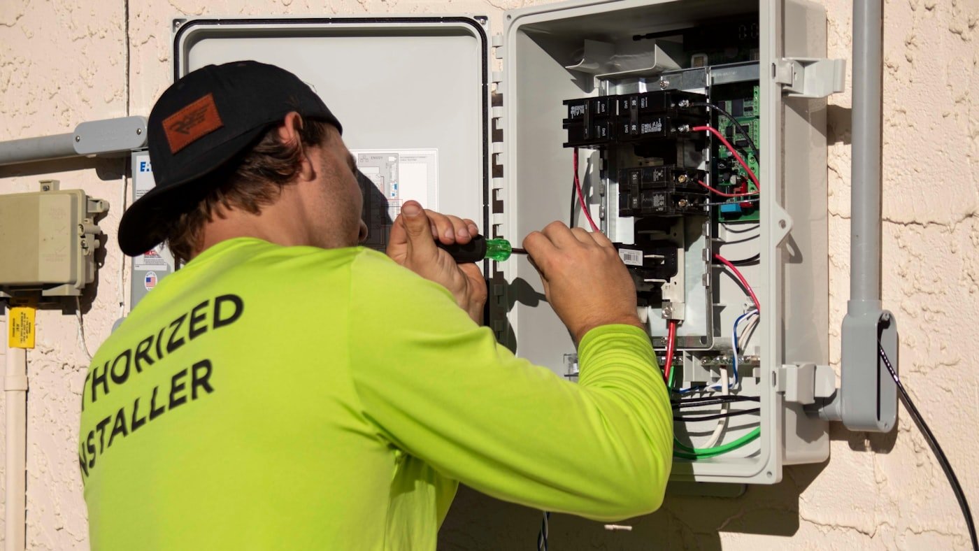 Electrician testing circuits and protection devices after completing work in Meridian, Idaho