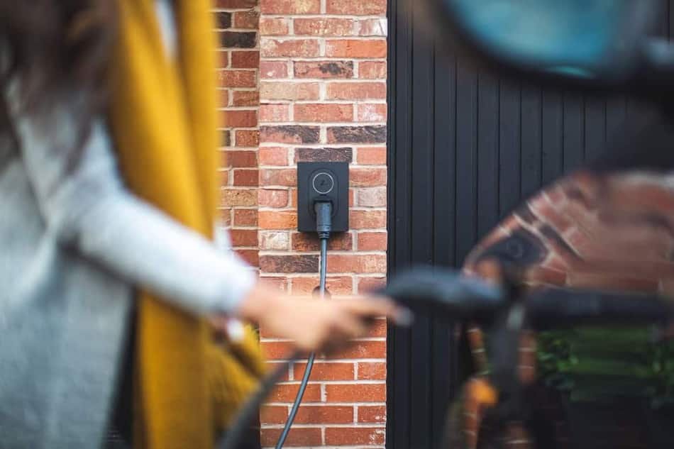 Completed Level 2 EV charger installation in a residential garage in Boise, Idaho