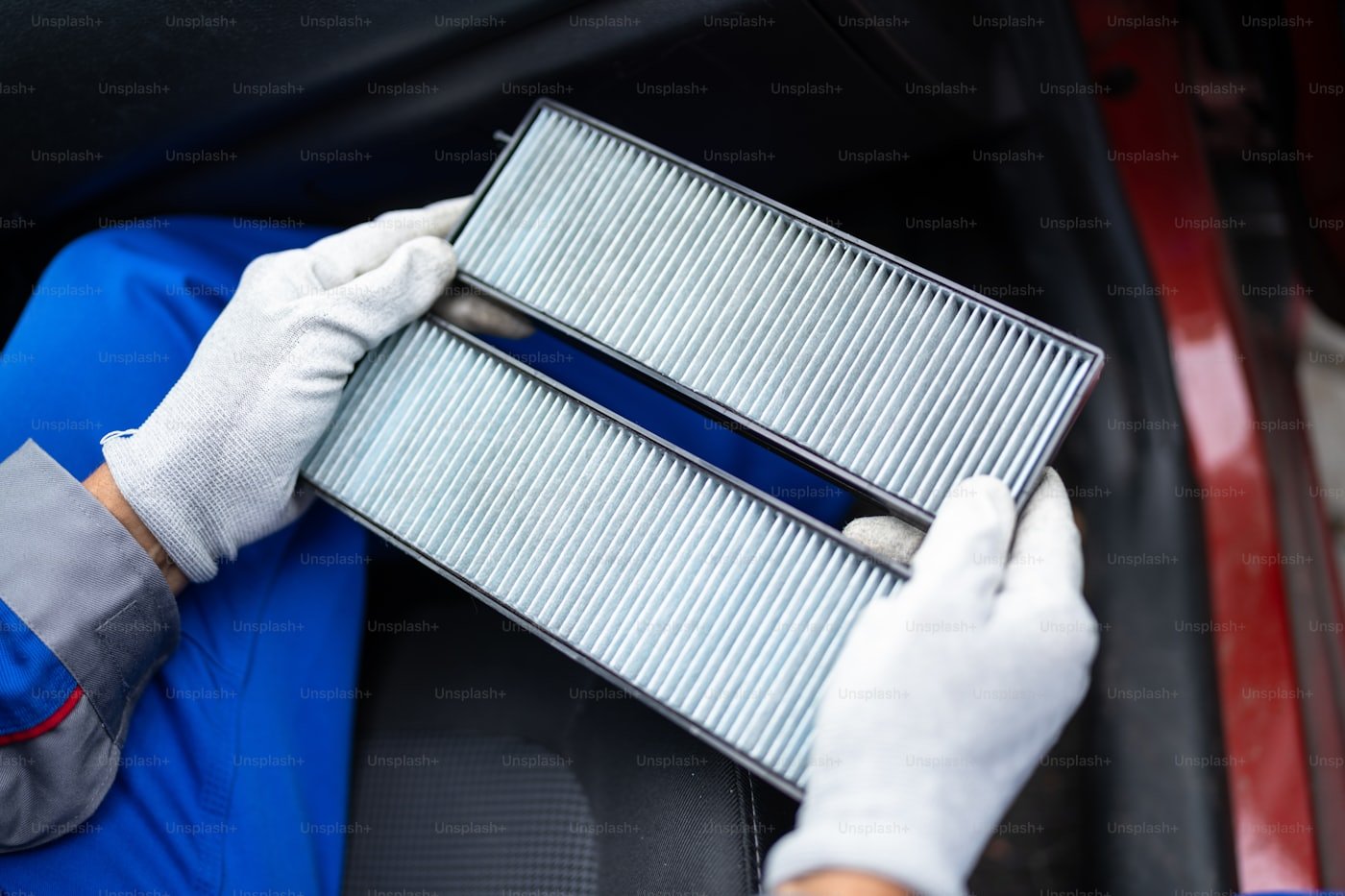 Comparison of a clean and a dust loaded air filter from a Treasure Valley home cooling system