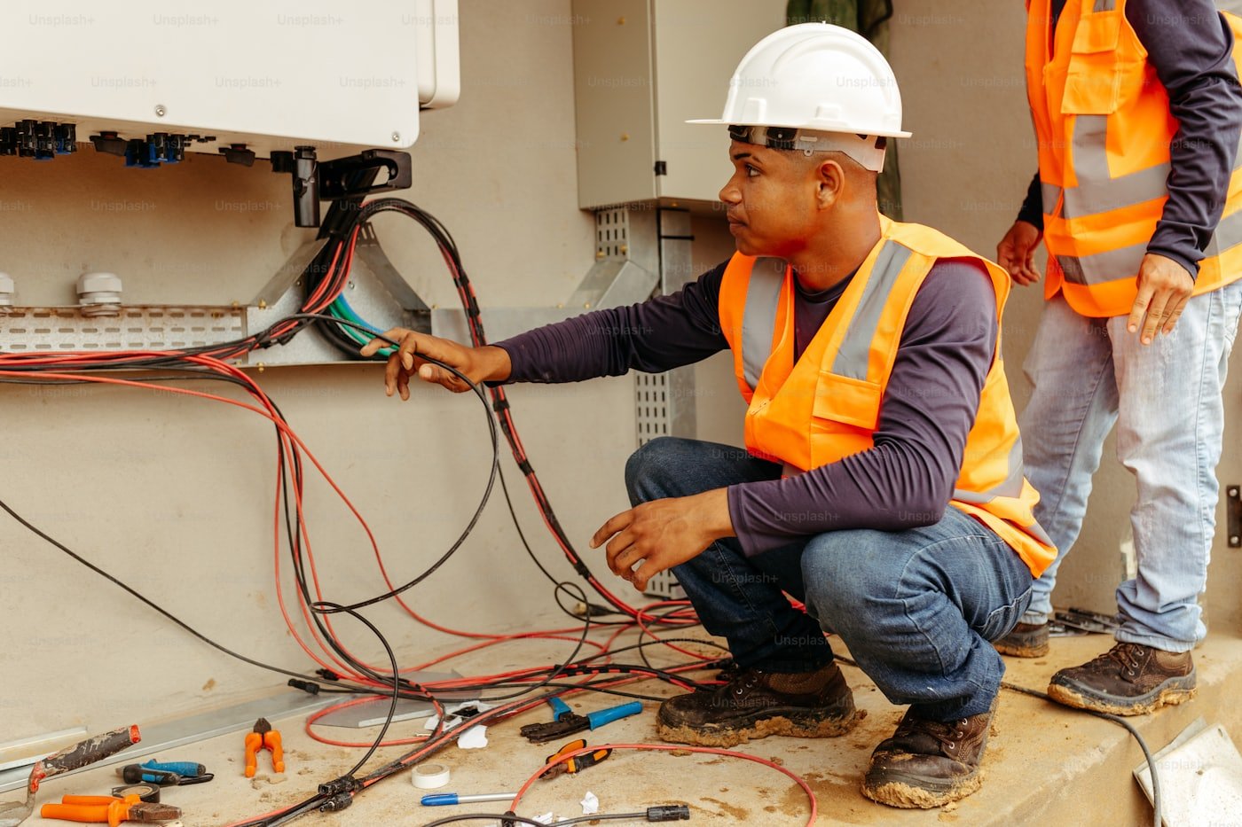 Technician measuring refrigerant pressures on a heat pump system in Meridian, Idaho