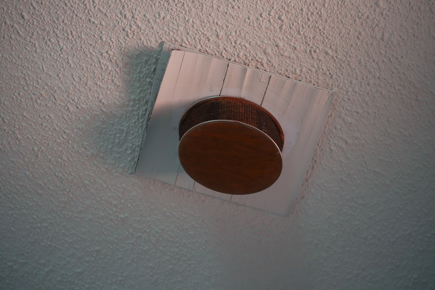 Interconnected hardwired smoke detector installed on a ceiling in a Meridian, Idaho home